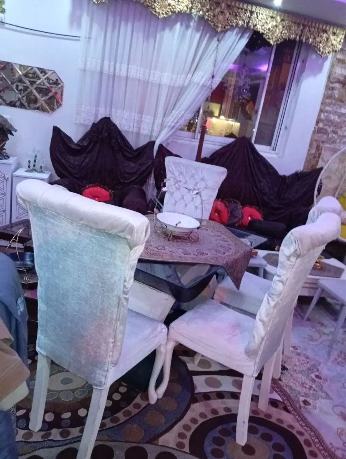 میزناهارخوری سفیدجنس  پارچه مخمل|میز و صندلی غذاخوری|آستارا, |دیوار