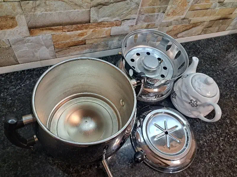 سماور سه کاره ۶ لیتری نو با کارتن و قوری|سماور، چایساز، قهوهساز|ساری, |دیوار