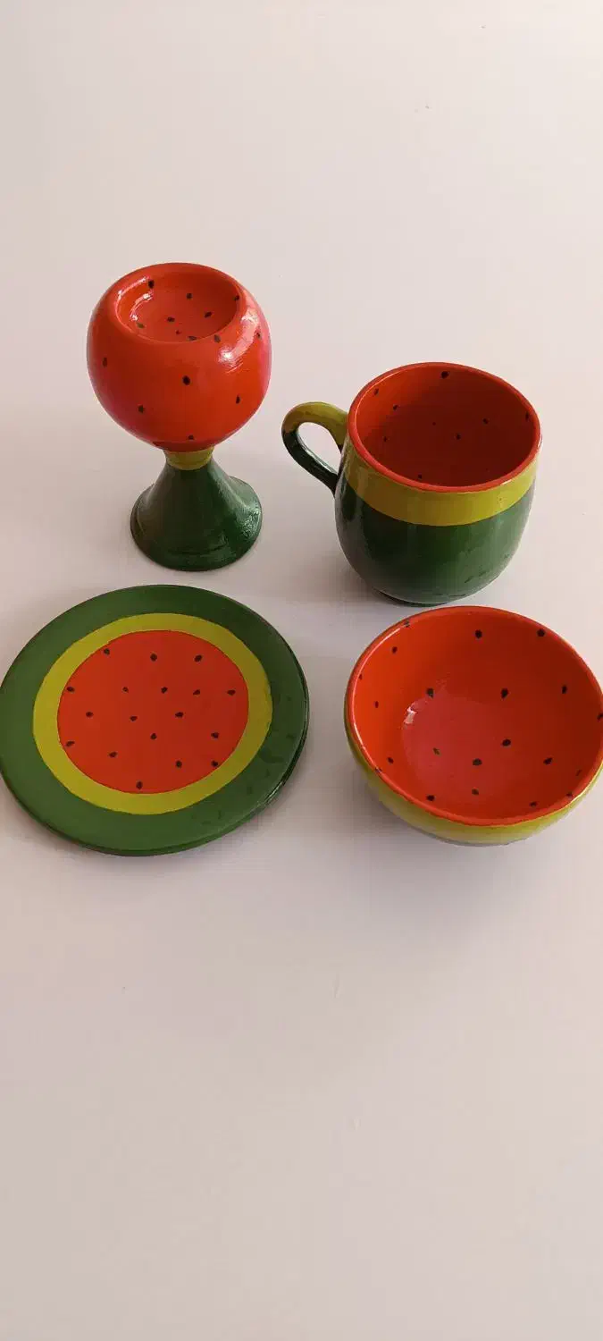 ست ظروف سفالی یلدا|صنایع دستی و سایر لوازم تزئینی|بوکان, |دیوار