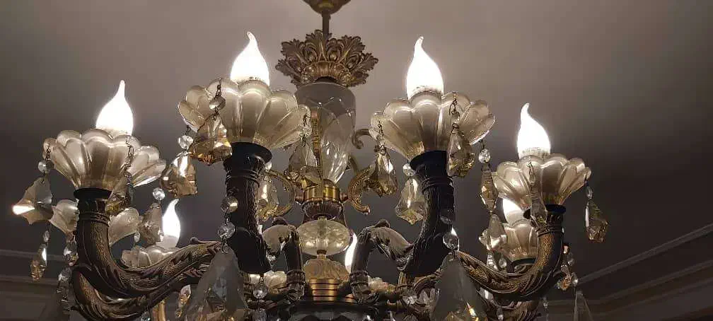 لوستر ۱۰ شاخه تمام برنج|لوستر و چراغ آویز|گرگان, |دیوار