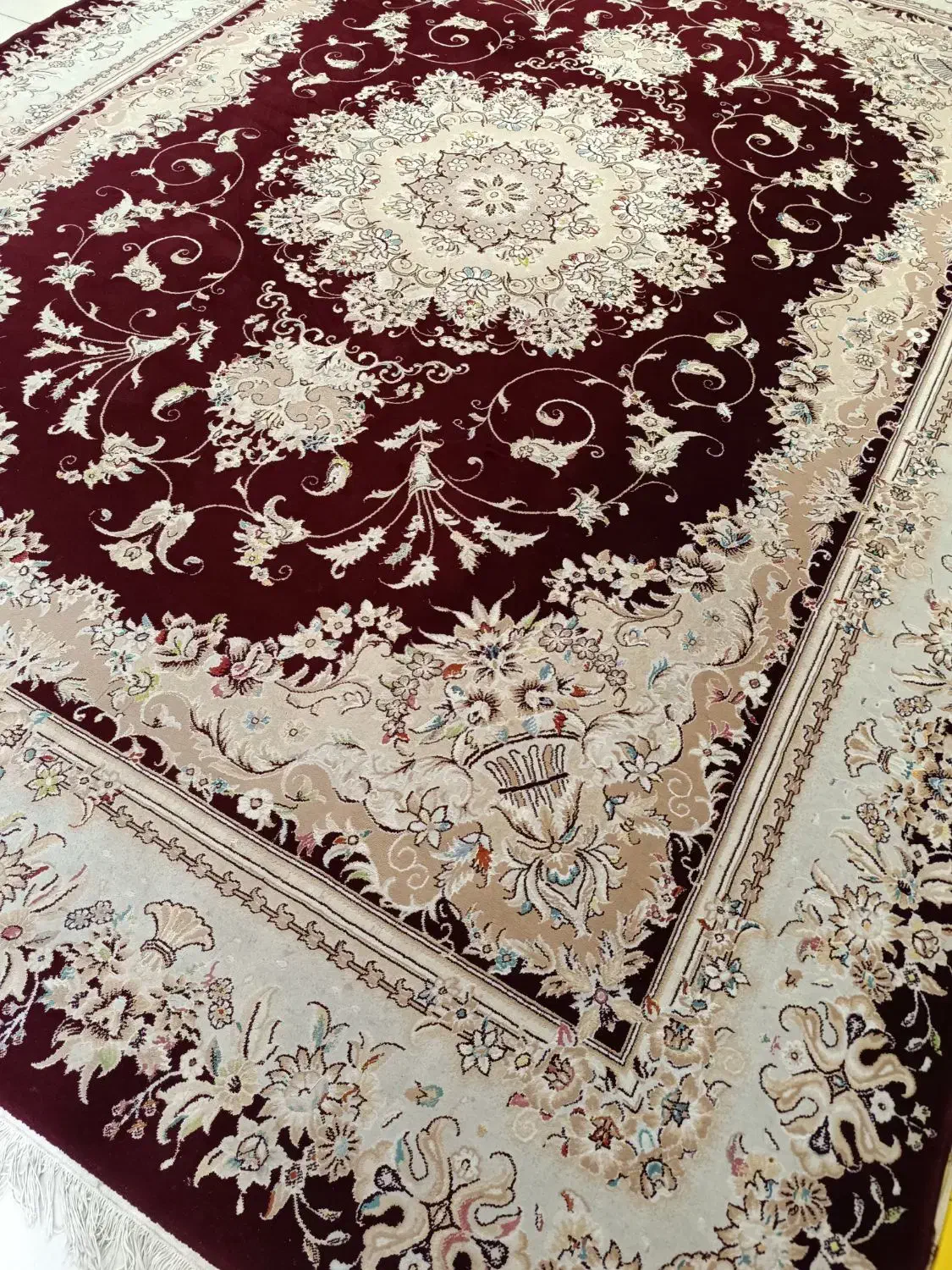 ۲ تخته ۱۲ متری کرم زرشکی جفت|فرش|کرمانشاه, |دیوار