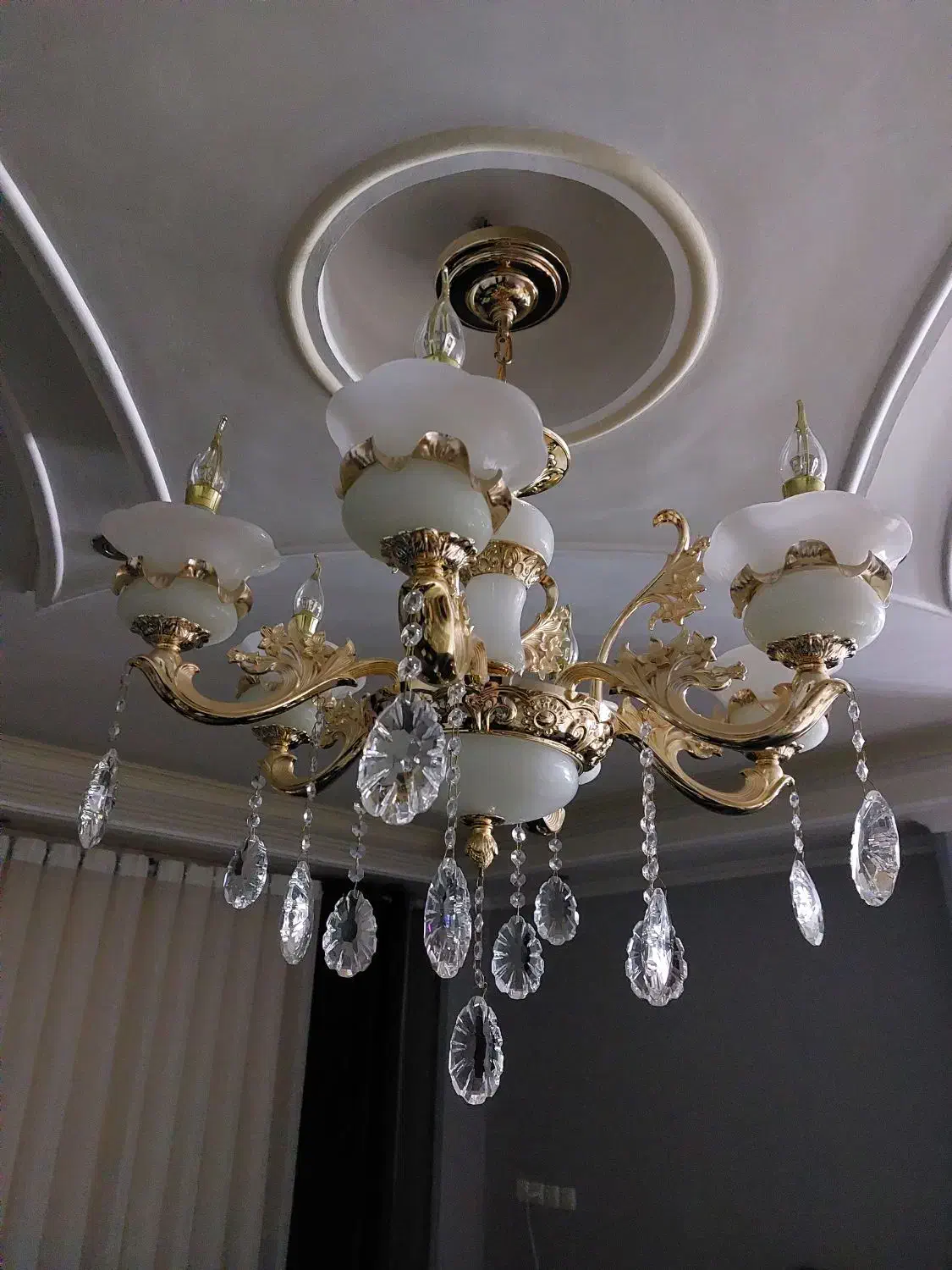 لوستر ۶ شعله دو عدد|لوستر و چراغ آویز|سمنان, |دیوار