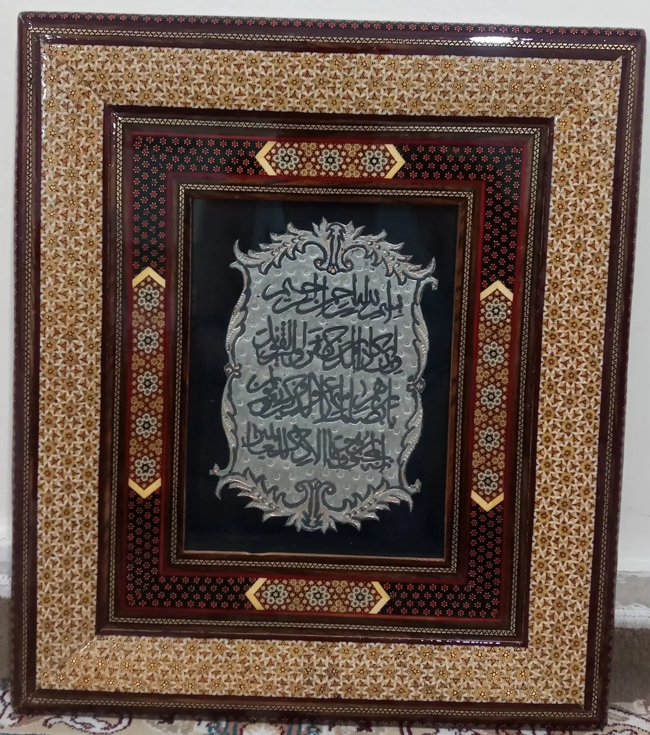 تابلو وقاب خاتم کاری اصل به همراه پلاک مسی قلم زنی|تابلو، نقاشی، عکس|تهران, فلاح|دیوار