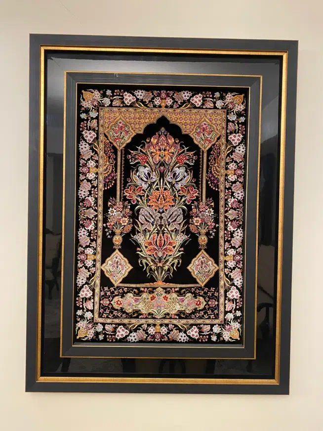 تابلو فرش دستباف تمام ابریشم قم|تابلو فرش|تهران, سوهانک|دیوار