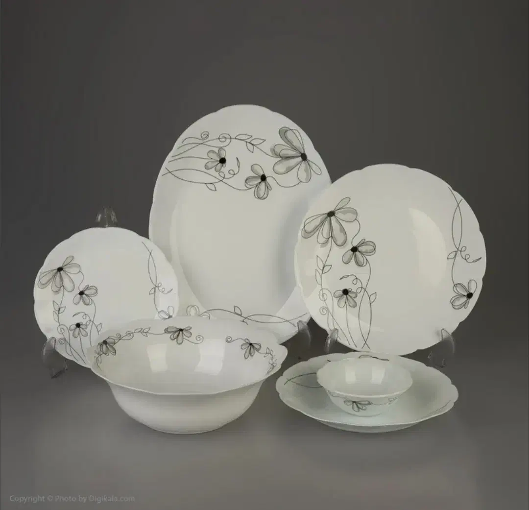 اوپال دسینی  ۲۶ پارچه  طرح شارلوت (لاله سیاه)|ظروف سرو و پذیرایی|تبریز, |دیوار