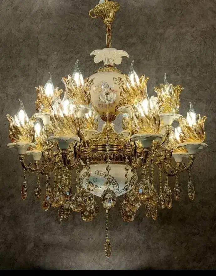 لوستر برنز و سرامیک ترکیبی|لوستر و چراغ آویز|خرمآباد, |دیوار