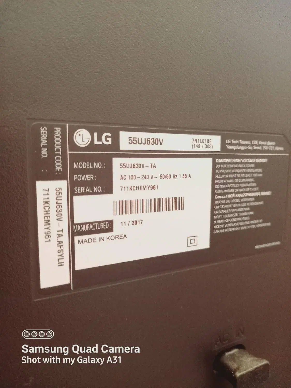 تلویزیون ال جی ۵۵ هوشمند به همراه میز|تلویزیون و پروژکتور|قدس, شهر‌قدس|دیوار