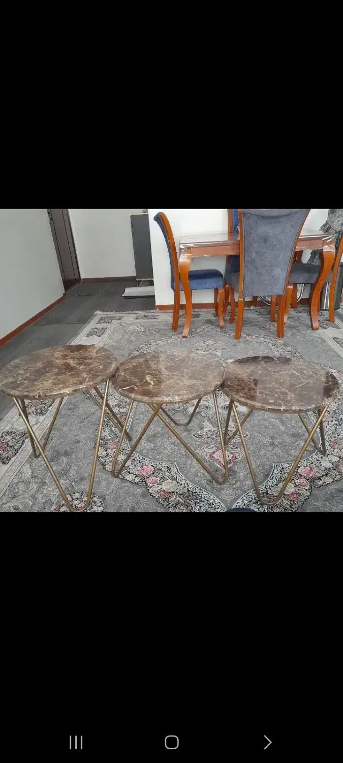 عسلی جلو مبلی صفحه ام دی اف پایه فلز طرح سنگ|مبلمان خانگی و میز عسلی|قم, پردیسان|دیوار