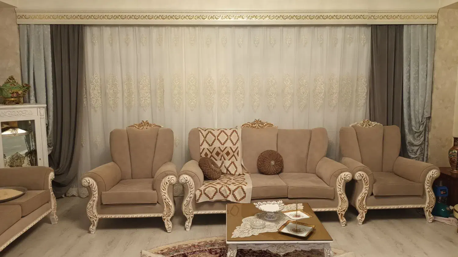 پرده توری همراه با دکور|پرده، رانر، رومیزی|تبریز, |دیوار