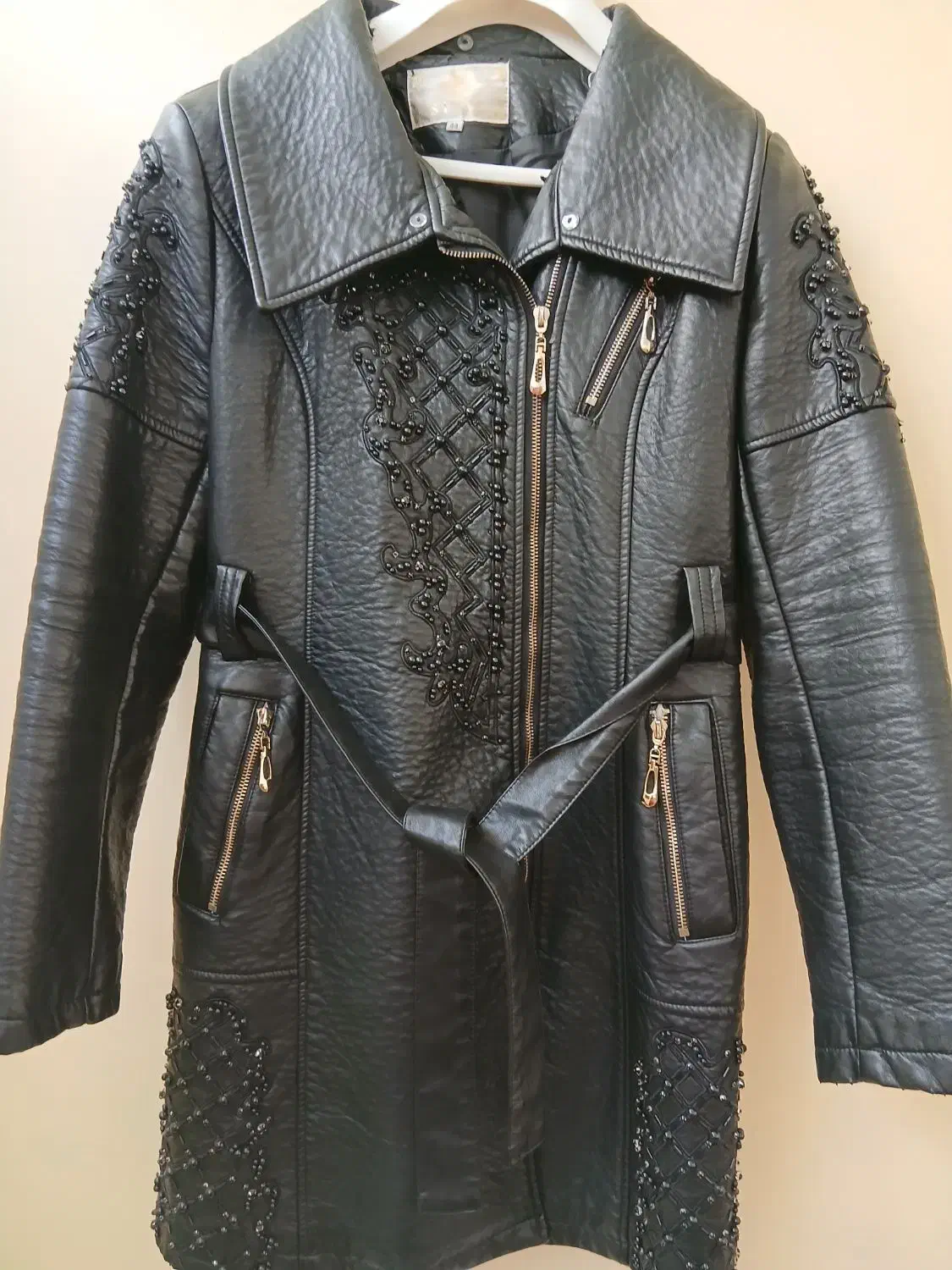 کت چرم زنانه نگین کاری|لباس|داران, |دیوار