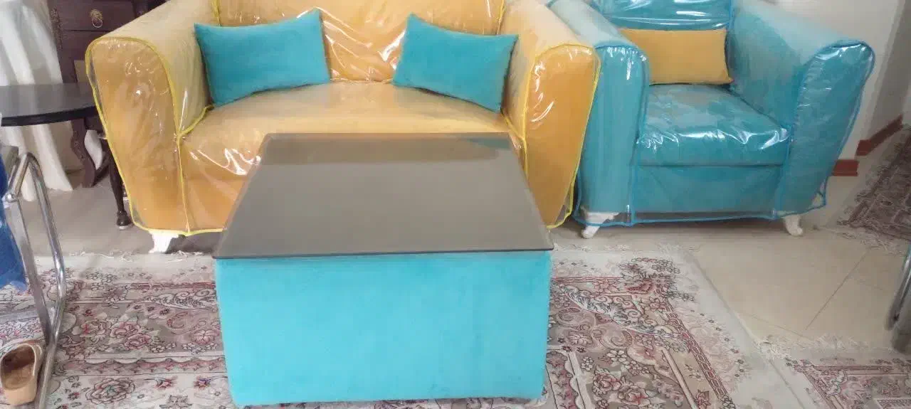 مبل ۷نفره کاملا سالم درحد نو نو همراه با کاور.|مبلمان خانگی و میز عسلی|گلبهار, شهر جدید گلبهار|دیوار