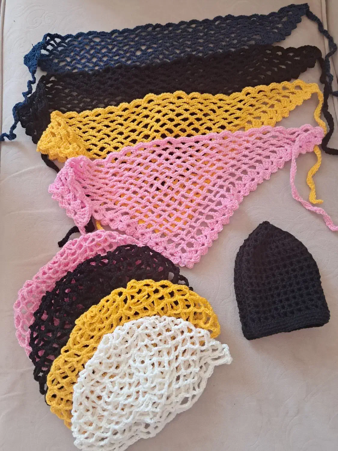 دست بافت باندانا و کلاه توری|لباس|فشم, |دیوار