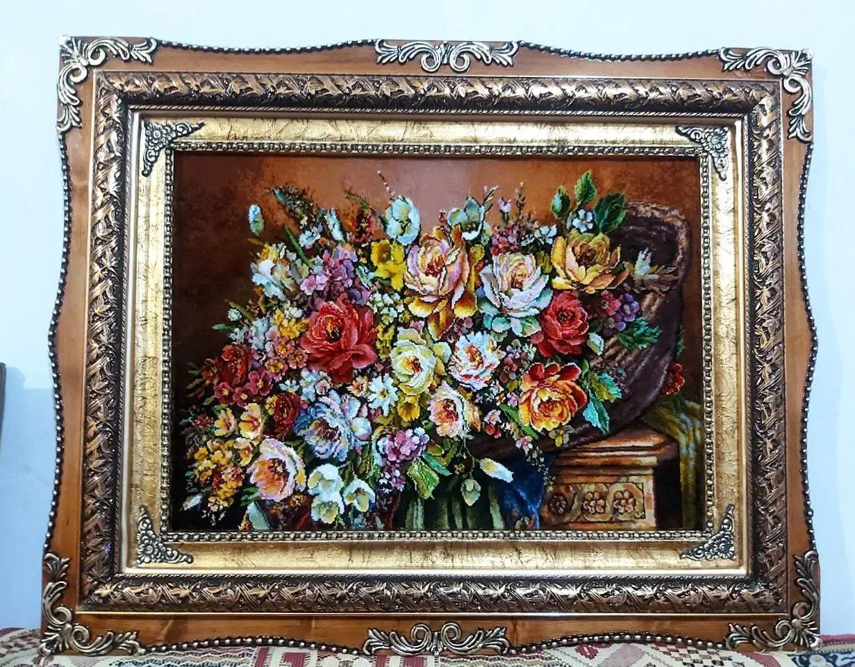 تابلو سبد داماد کد 10 دستبافت و ابریشم دار|تابلو فرش|تبریز, |دیوار