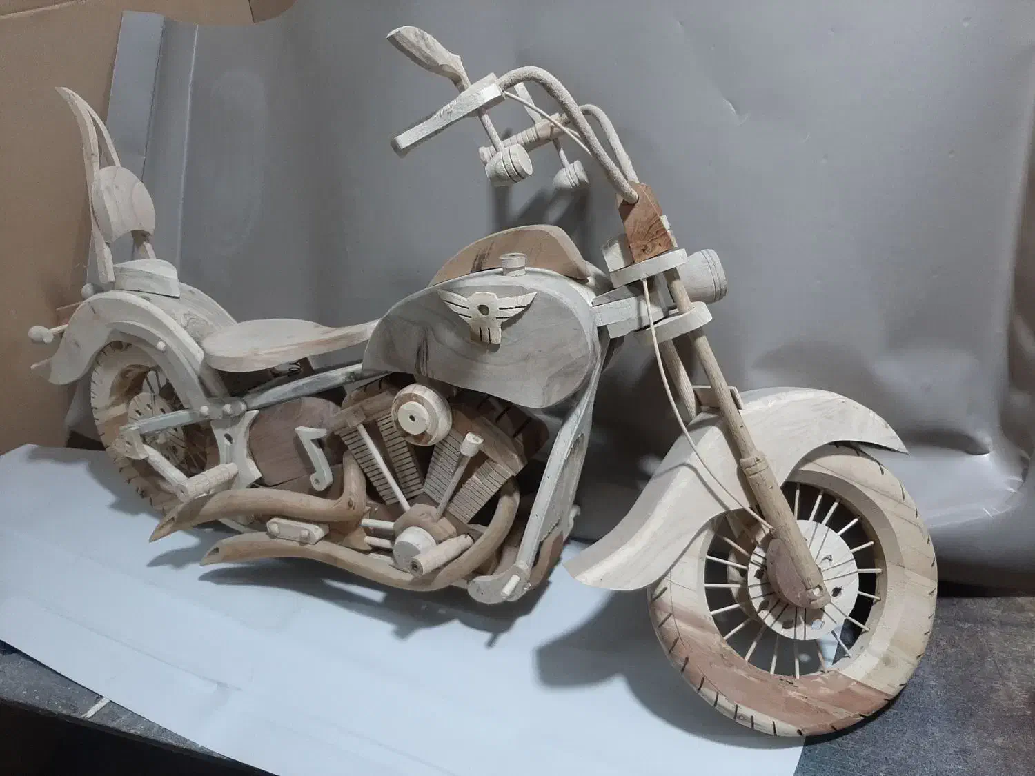 موتور چوبی طرح هارلی|صنایع دستی و سایر لوازم تزئینی|ری, شهادت|دیوار