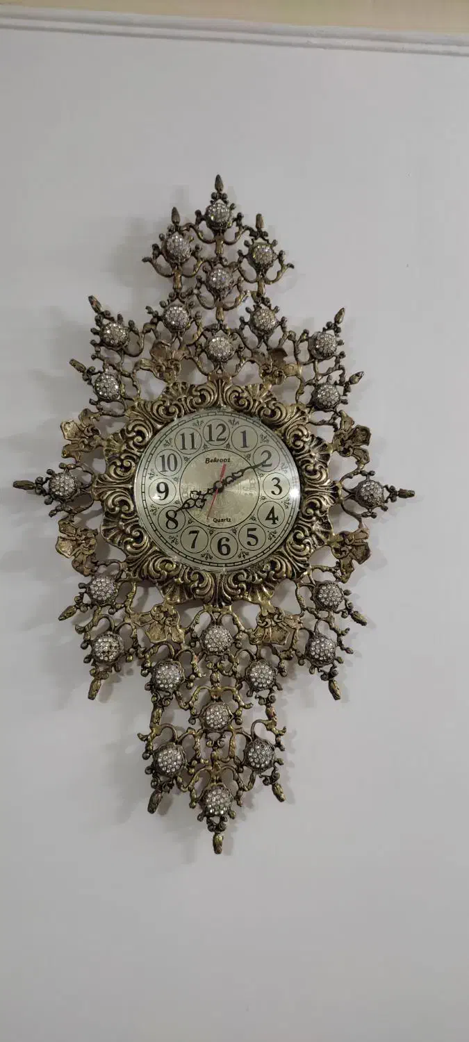 ساعت برنجی صفحه طلایی|ساعت دیواری و تزئینی|بهارستان, |دیوار