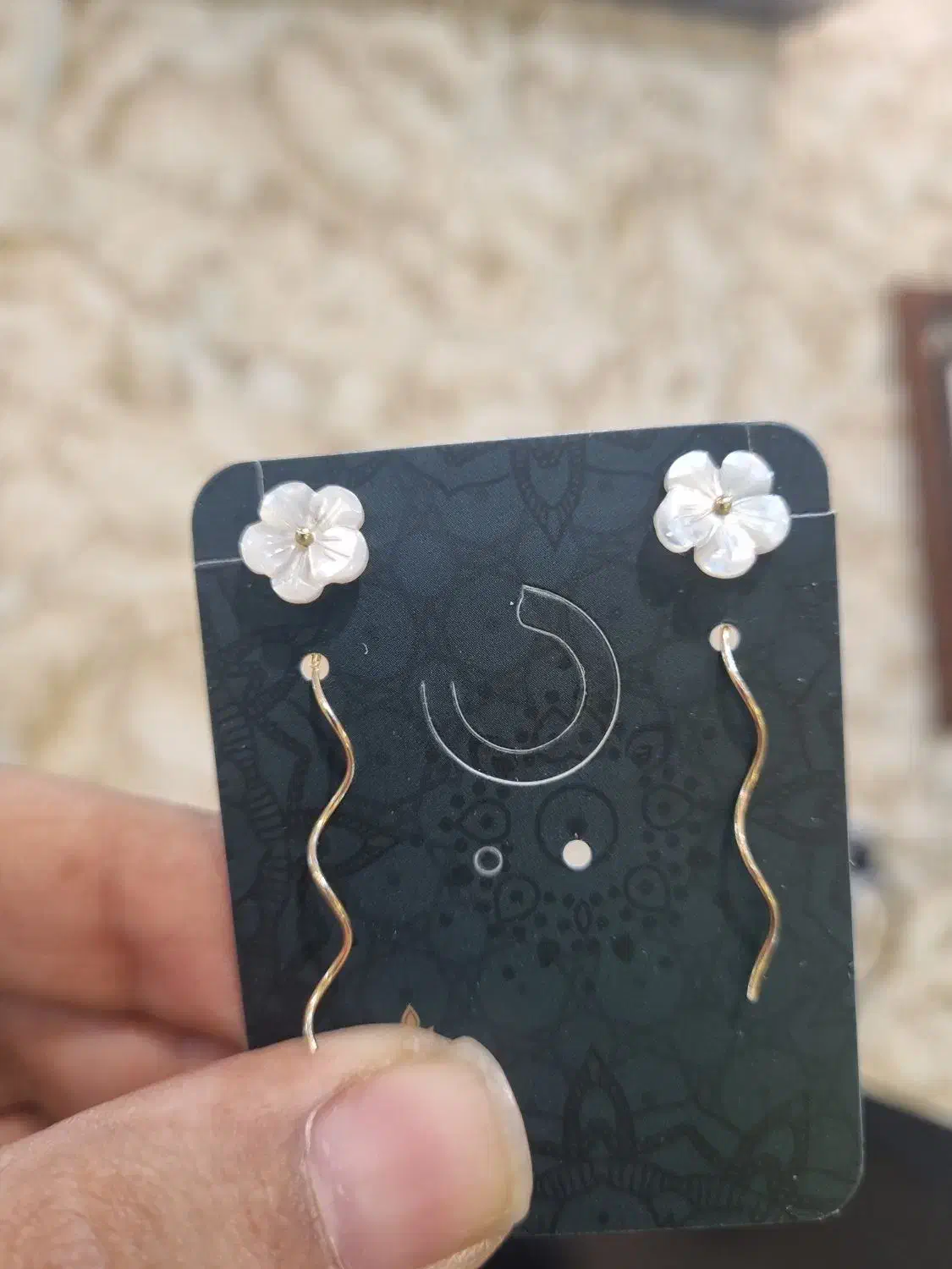 گوشواره آویز،بخیه ایی طلا|جواهرات|یزد, |دیوار