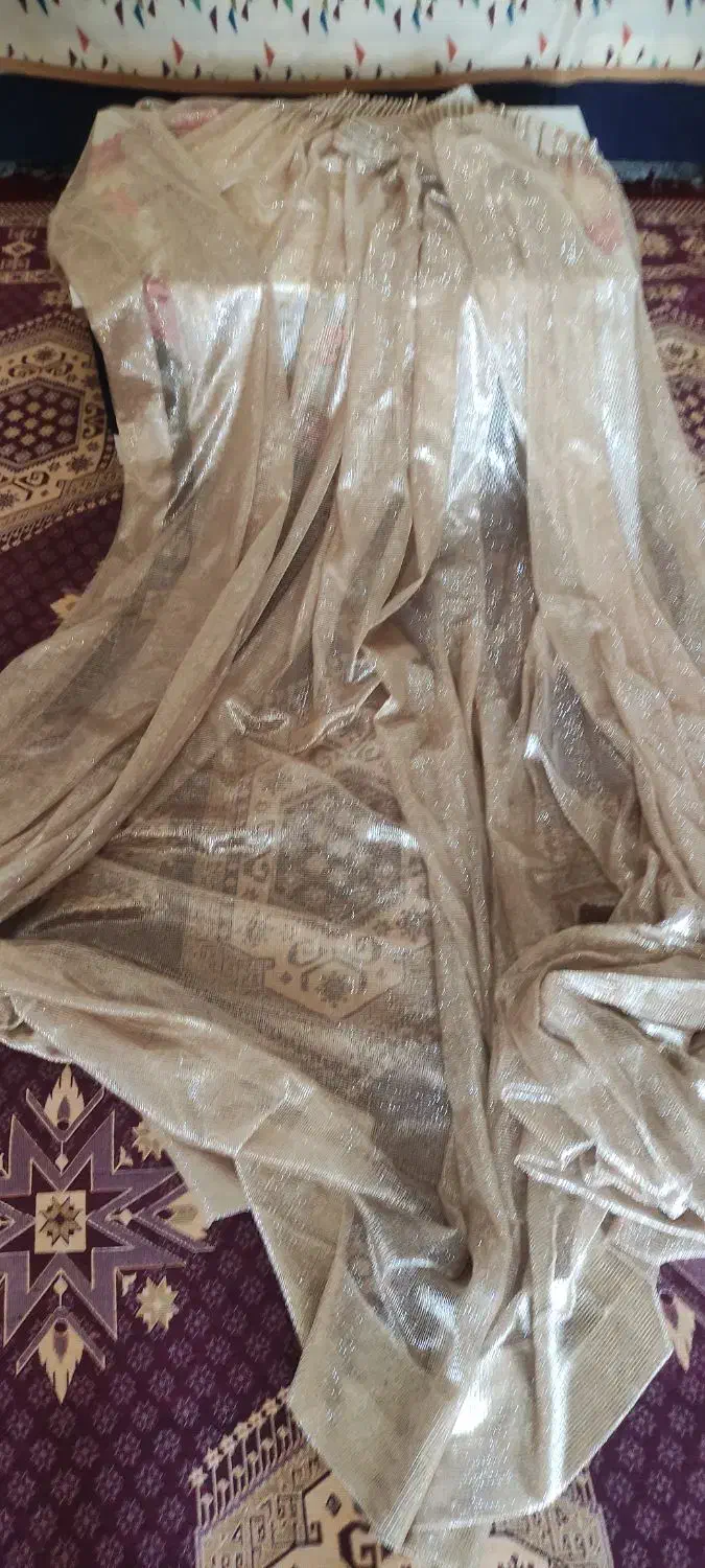 دو عدد پرده سفید تور طلایی|پرده، رانر، رومیزی|سرپل ذهاب, |دیوار