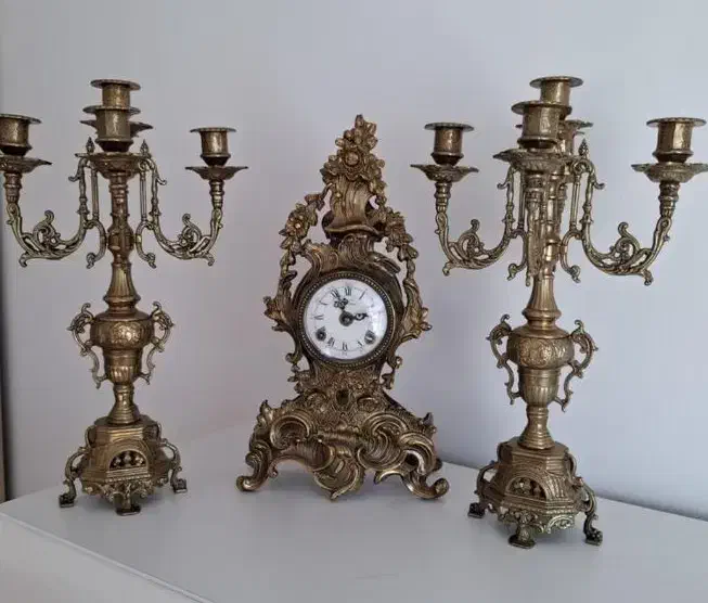 ساعت شمعدون برنزی آلمان|کلکسیون اشیاء عتیقه|شریف‌آباد, |دیوار