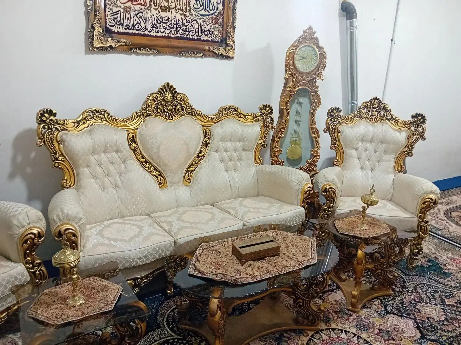مبل سلطنتی *9نفره*چوب راش*کاور*جهیزیه|مبلمان خانگی و میز عسلی|بروجرد, |دیوار