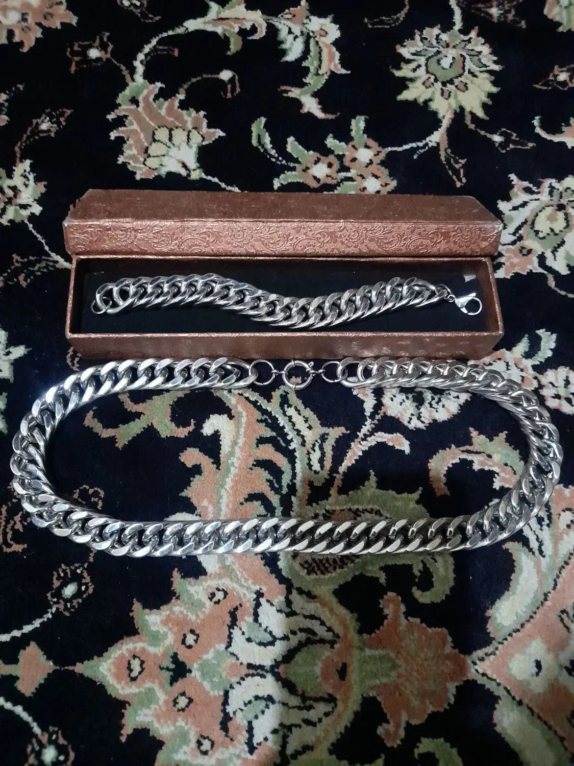 گردنبند و دستبند ست کلفت تمام استیل کارتیر|بدلیجات|بندر انزلی, گمرک|دیوار