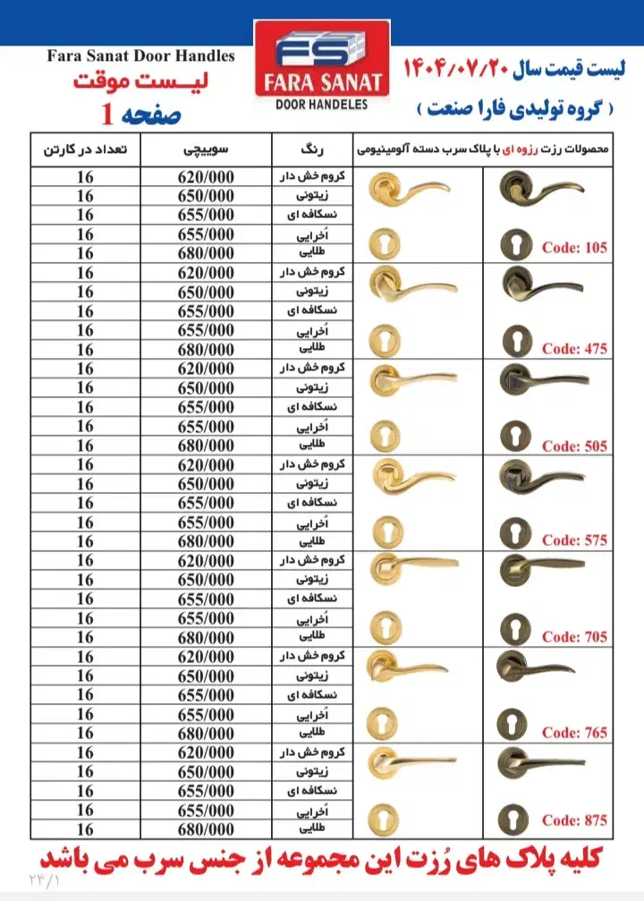 راهنمای خریددستگیره فاراصنعت درب چوبی اتاقی ضدسرقت|مصالح و تجهیزات ساختمان|قم, خداکرم|دیوار