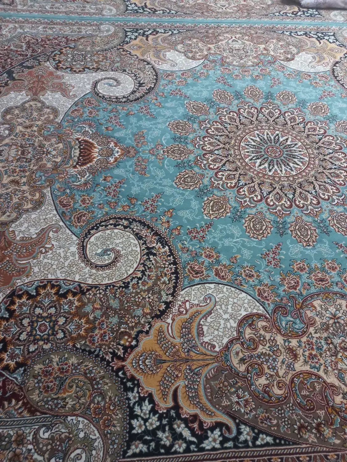 فرش فیروزه ای دوازده متری|فرش|کرمانشاه, |دیوار