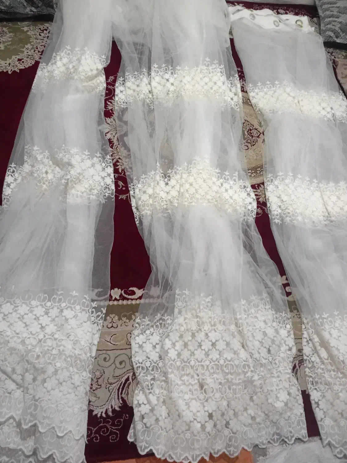 پرده تور شایندار  ۳عدد با دستک مخمل|پرده، رانر، رومیزی|تربت جام, شهرک آزادگان|دیوار