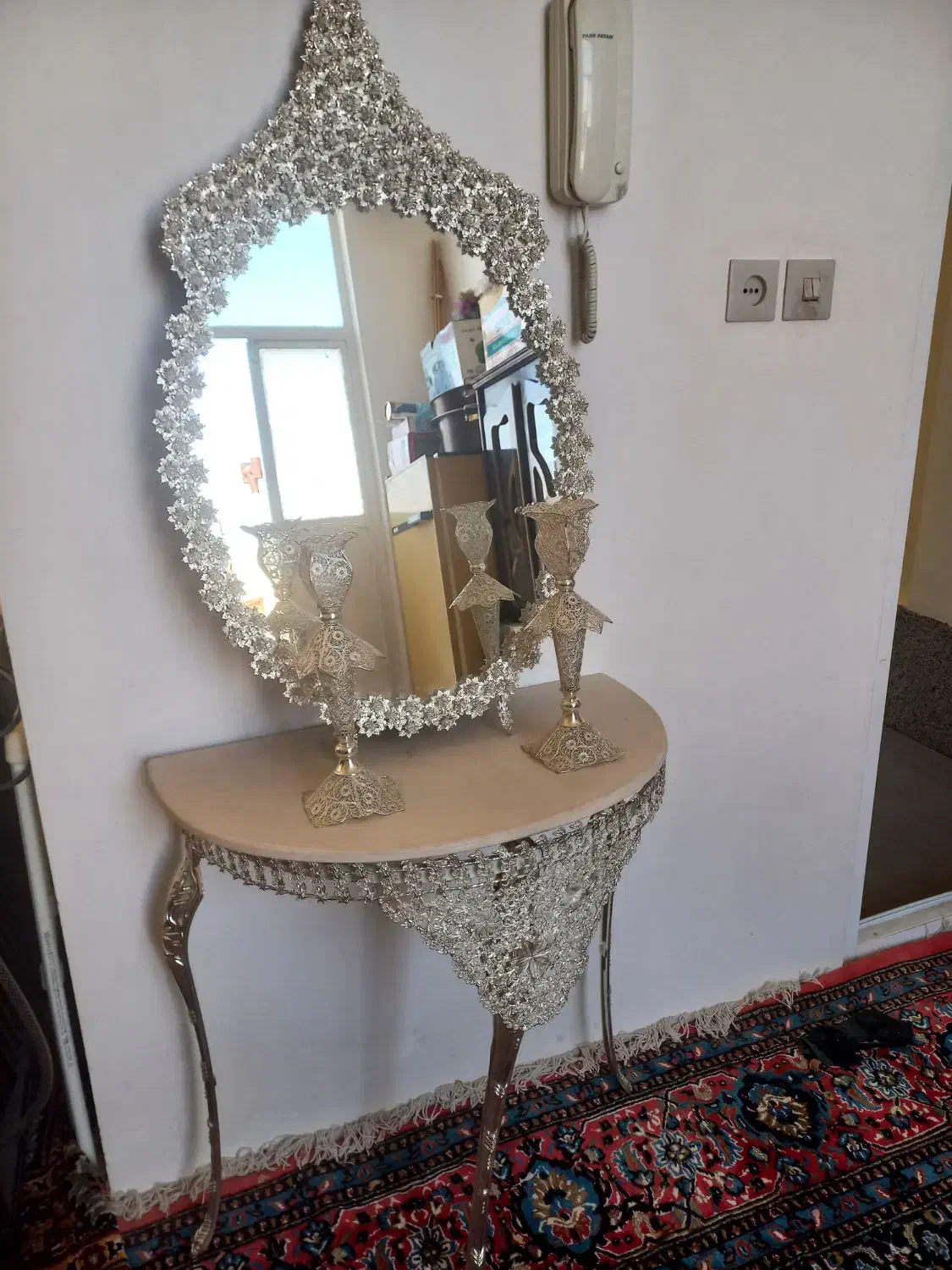 اینه شمعدان عروس|صنایع دستی و سایر لوازم تزئینی|خوی, |دیوار