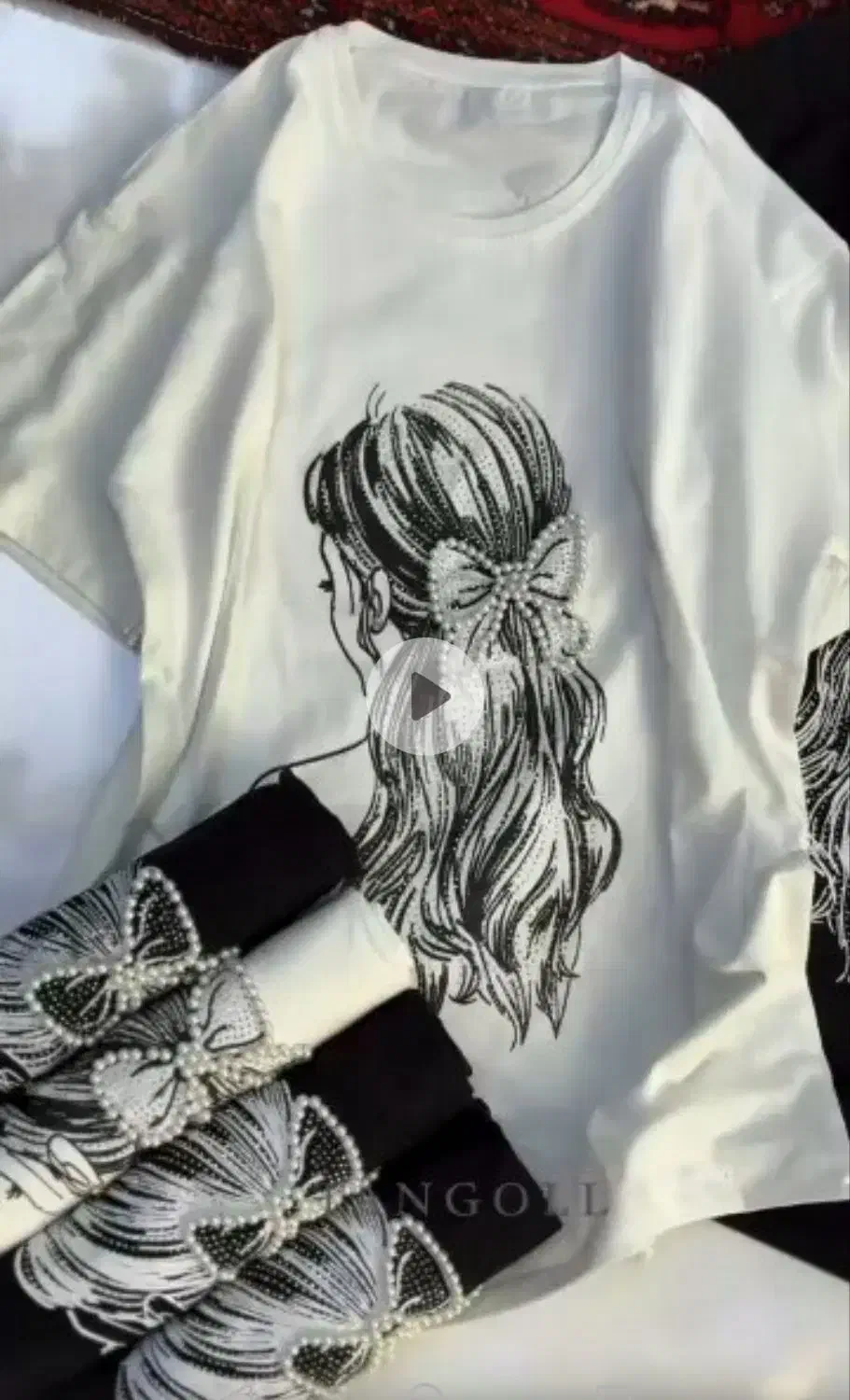 تیشرت مو پاپیون نگین و مروارید|لباس|کازرون, |دیوار