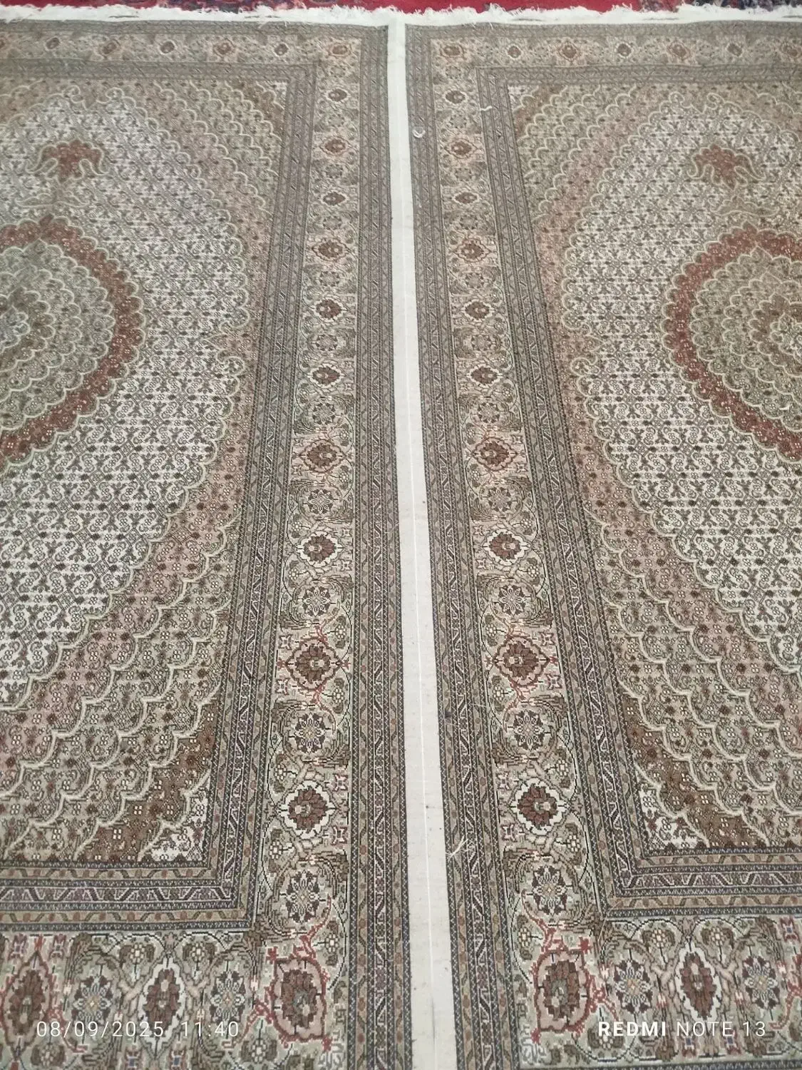 جفت ۶متری هس کرم قهوه‌ای هاشیه ابریشم|فرش|فردیس, فرامرزیه|دیوار