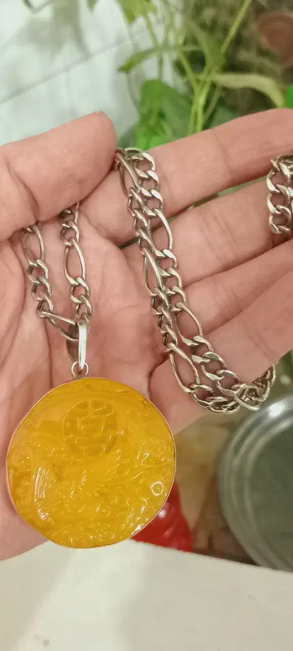 گردنی کهربا ۱۰۰ درصد اصلی نقره فیگارو اصل|کلکسیون اشیاء عتیقه|ورامین, ورامین|دیوار