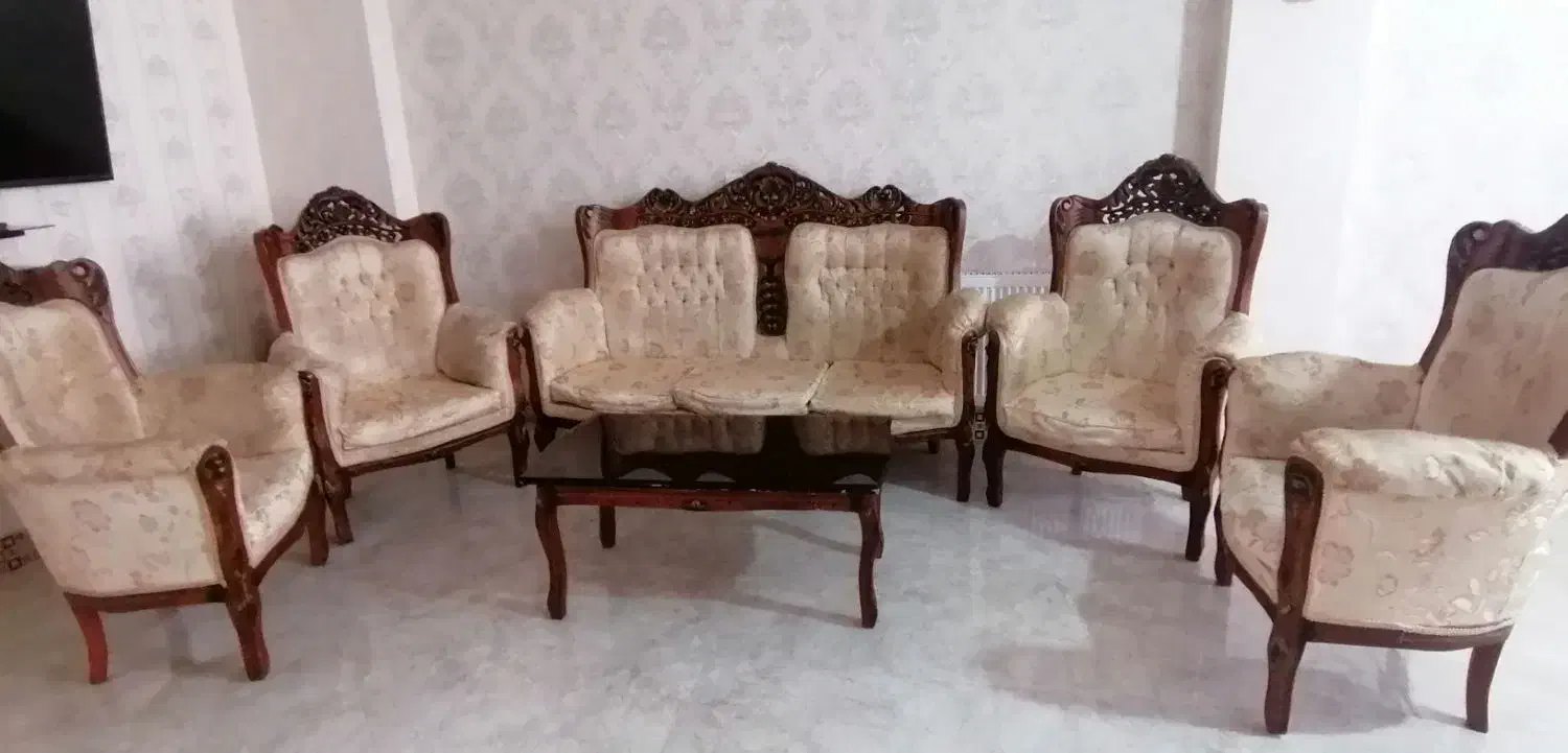 مبلمان سلطنتی 9نفره منبت کاری|مبلمان خانگی و میز عسلی|محمدیه-قزوین, |دیوار