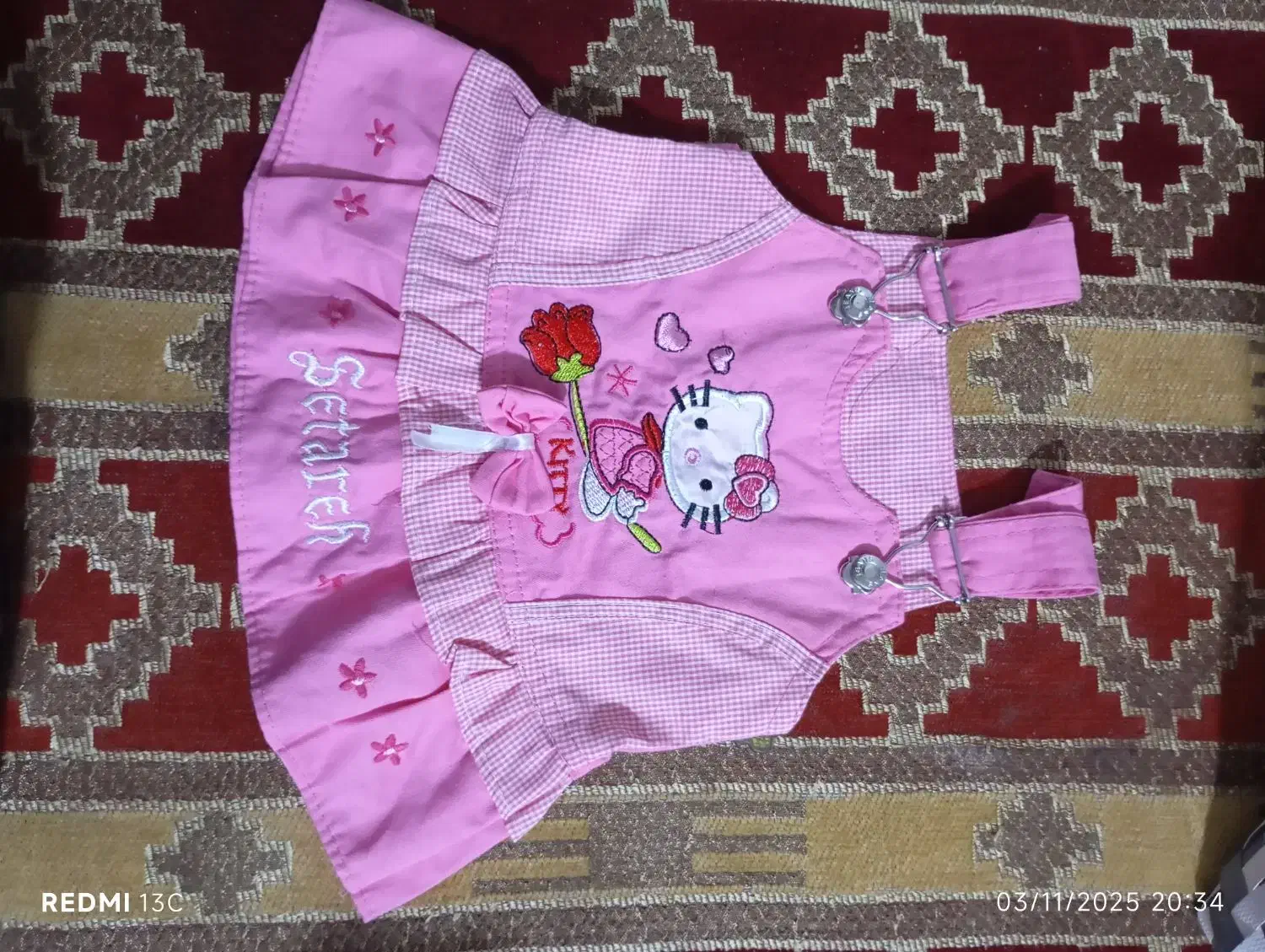 سارفون لی کتان صورتی|کفش و لباس بچه|ساری, |دیوار