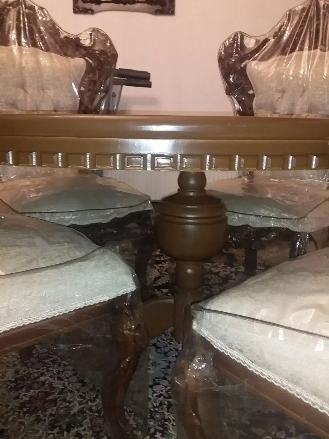 میز و صندلی ۴ نفره استیل منبت چوب گردو|میز و صندلی غذاخوری|قائم‌شهر, |دیوار