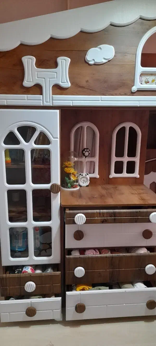 تخت دو طبقه کودک در حد نو|تخت و سرویس خواب|فردیس, شهرک ارم|دیوار