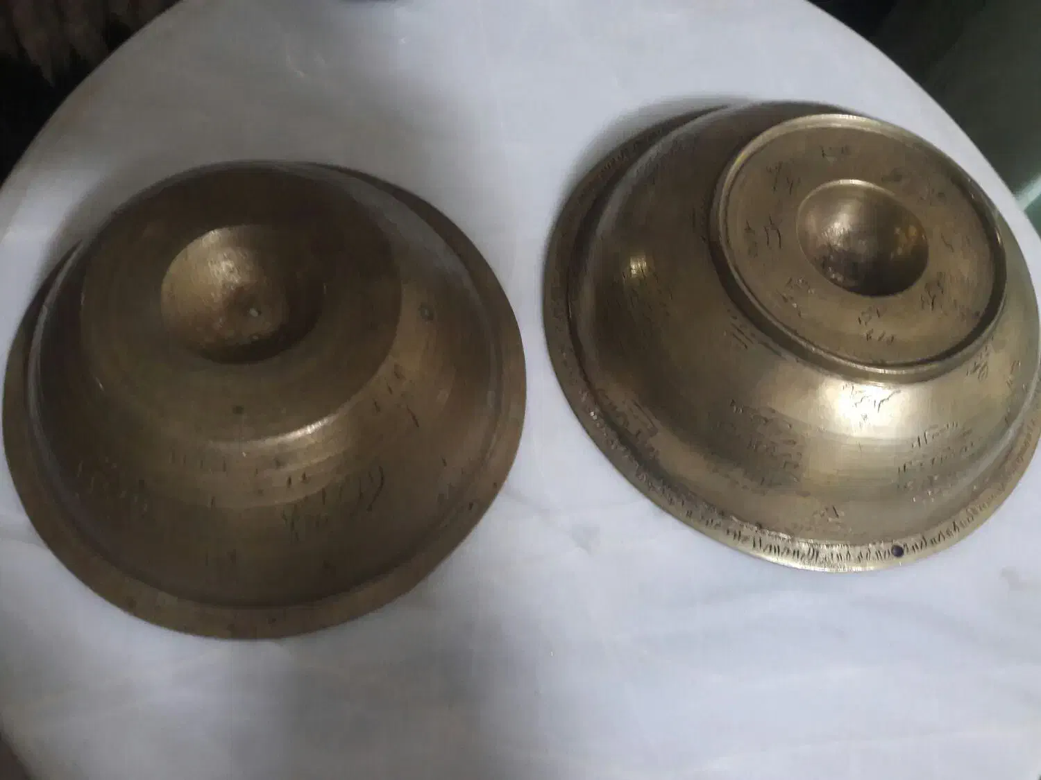 کاسه های برنجی دعا نویس قدیمی 2تا قطر19 و17سانت|کلکسیون اشیاء عتیقه|ساری, |دیوار