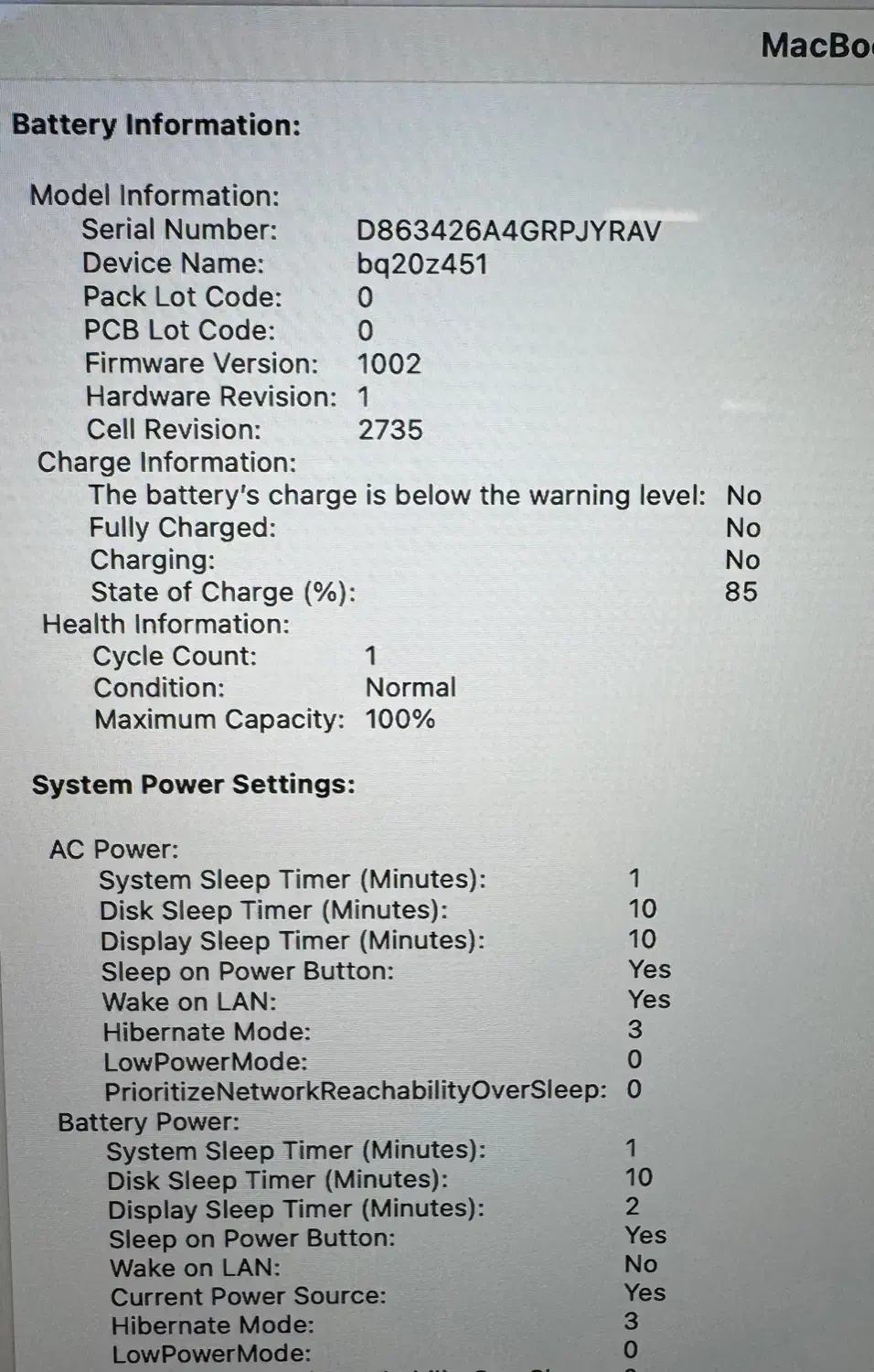 macbook air mgn93 cycle 1 سلامت باتری ۱۰۰|رایانه همراه|شیراز, ملاصدرا|دیوار