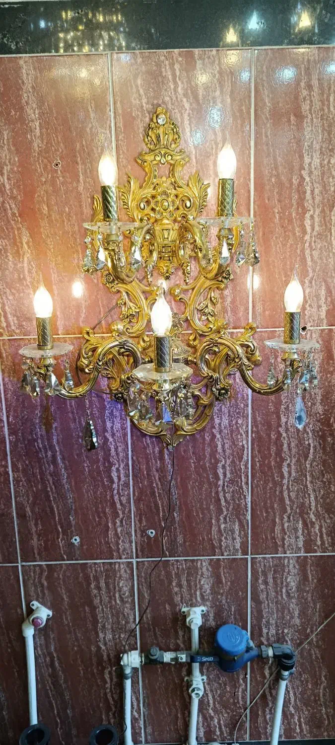 دیواری پنج شعله برنز سنگین قدیمی|کلکسیون اشیاء عتیقه|تکاب, |دیوار