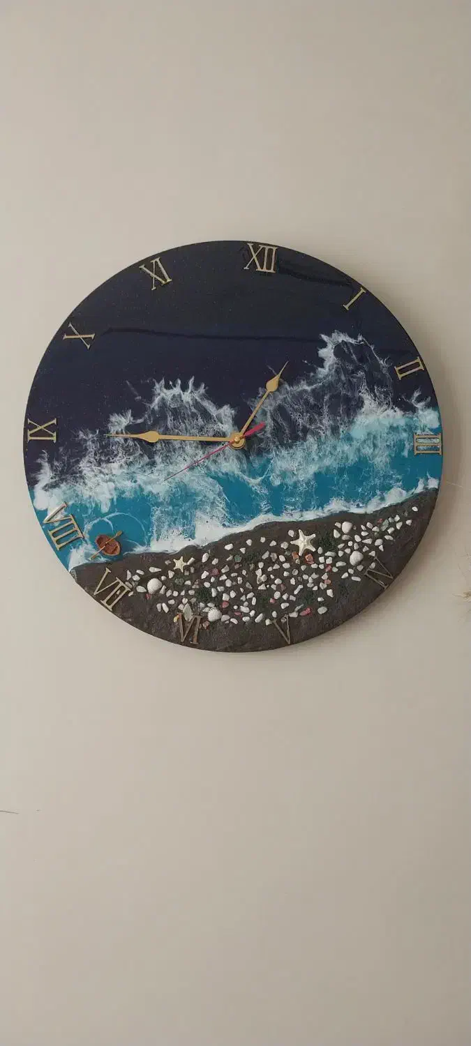 ساعت رزین دیواری طرح دریا|ساعت دیواری و تزئینی|ری, دیلمان|دیوار