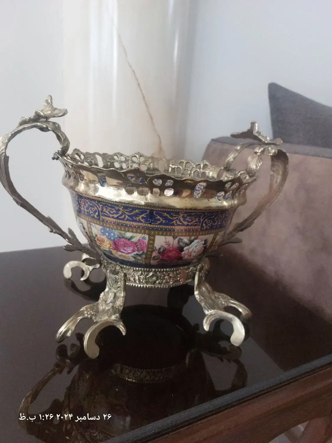 میوه خوری چینی برنز و گلدان برنز|صنایع دستی و سایر لوازم تزئینی|میانه, |دیوار