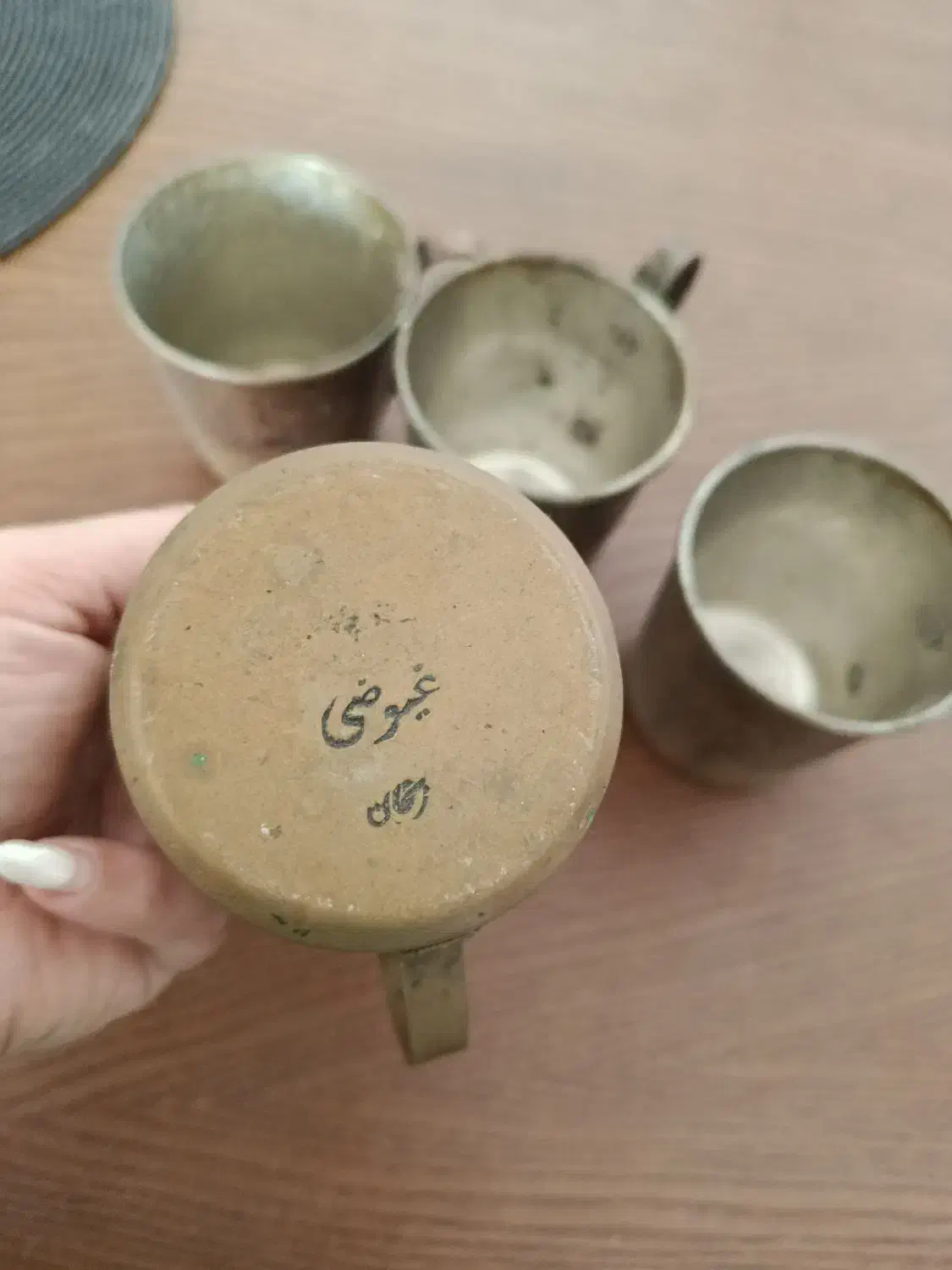 ۴ عدد لیوان مسی قدیمی|ظروف سرو و پذیرایی|ساری, |دیوار