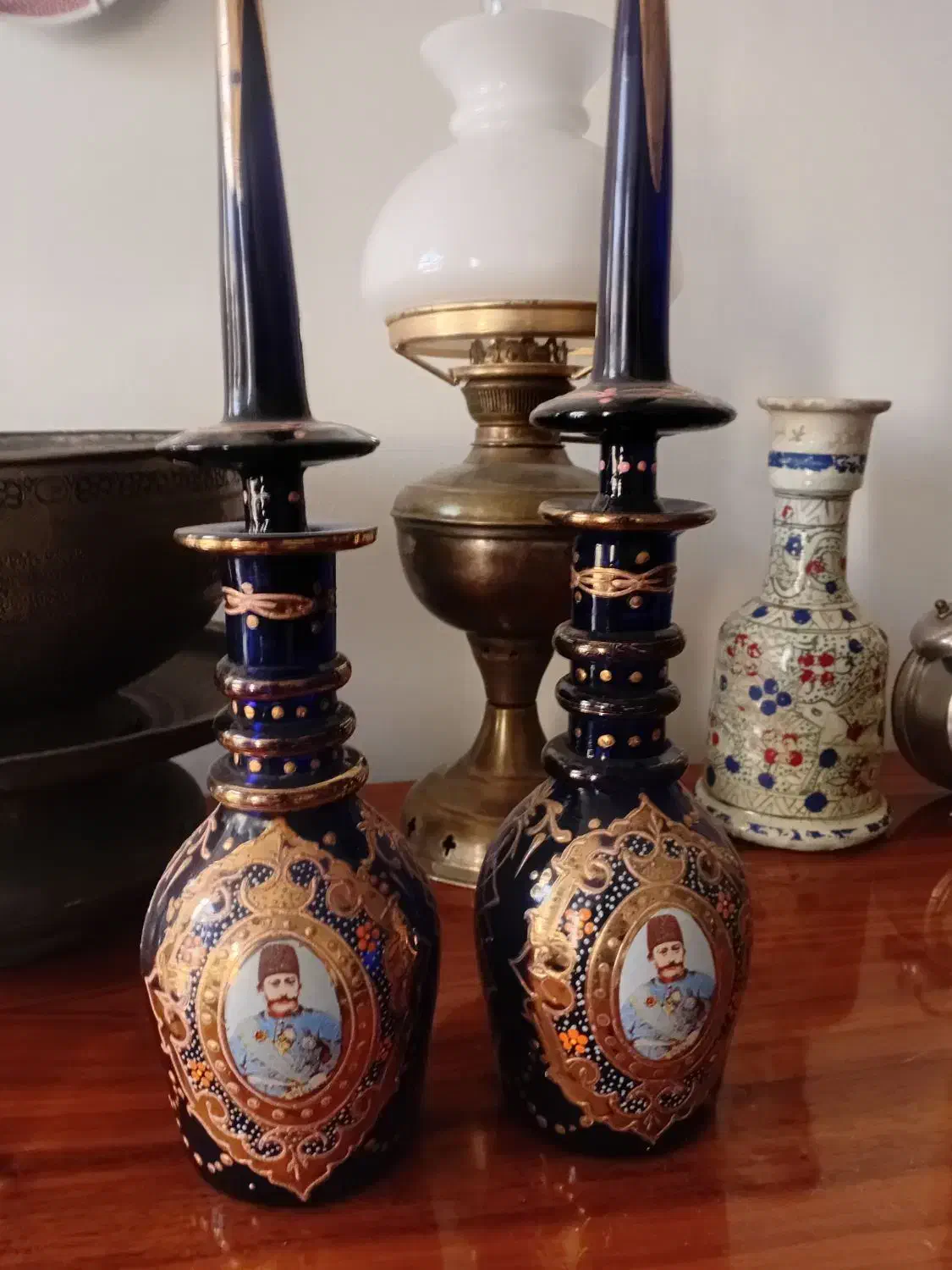 یک جفت تنگ کله شاخدار قاجاری آنتیک|کلکسیون اشیاء عتیقه|تهران, فردوسی|دیوار