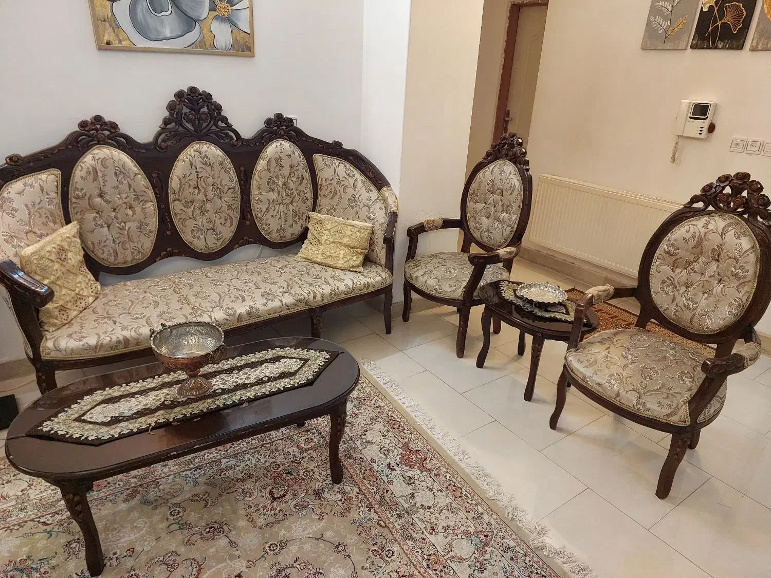 مبلمان استیل ۸ نفره چوب سالم و محکم|مبلمان خانگی و میز عسلی|آمل, |دیوار