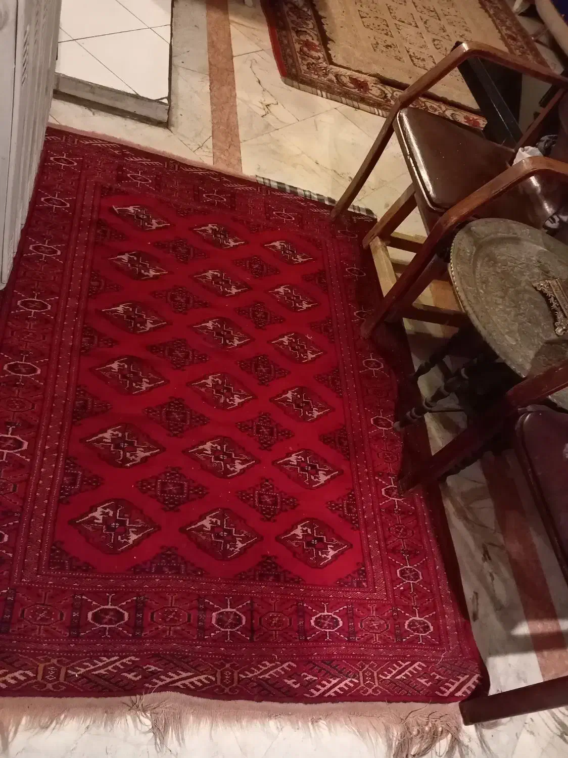 قالیچه ترکمن دستبافت قدیمی تمام پشم تمیز سالم|فرش|تهران, سوهانک|دیوار