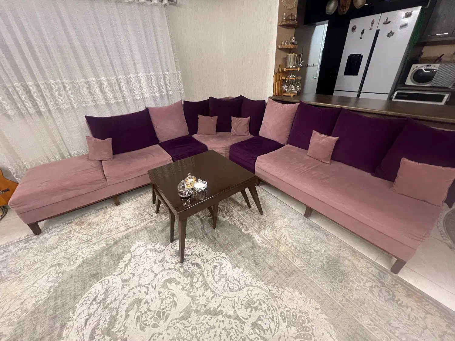 مبل ال ۹ نفره به همراه جلو مبلی و دو عدد عسلی|مبلمان خانگی و میز عسلی|محمودآباد, |دیوار