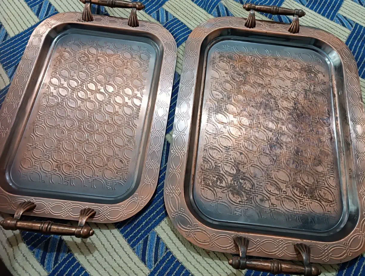 دو عدد سینی رنگ مسی|ظروف پختوپز|اندیمشک, |دیوار