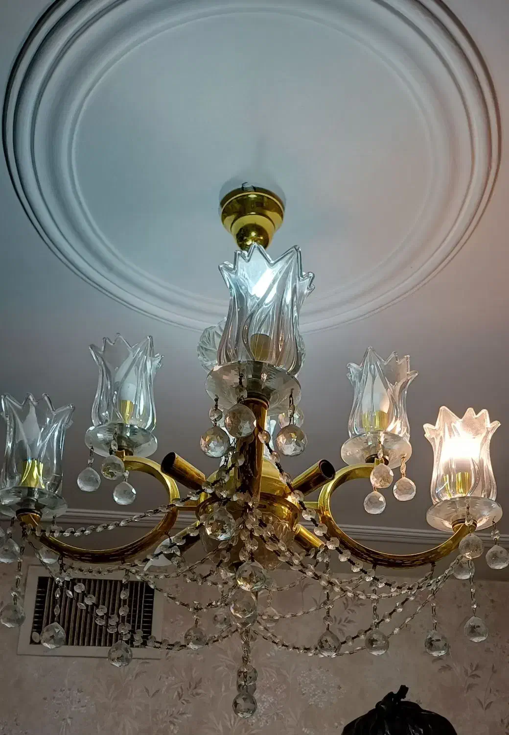 لوستر کریستالی 4شاخه|لوستر و چراغ آویز|شهریار, شهریار|دیوار