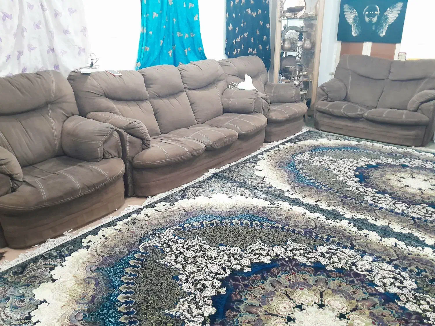 مبل بزرگ قهوه ایی|مبلمان خانگی و میز عسلی|کتالم و سادات شهر, |دیوار