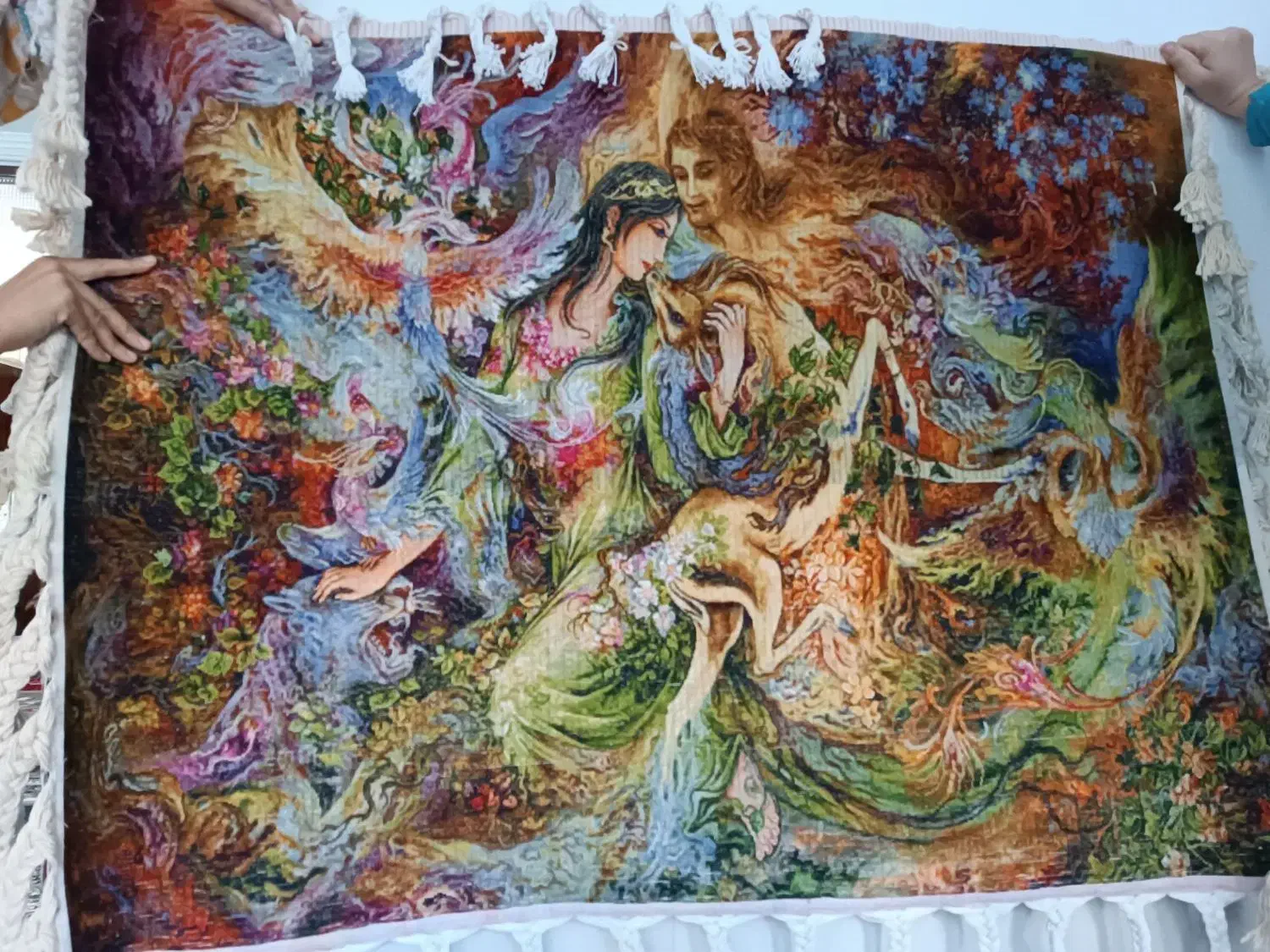 تابلو فرش شفقت دستبافت زیبا نما دار|تابلو فرش|کرمانشاه, |دیوار