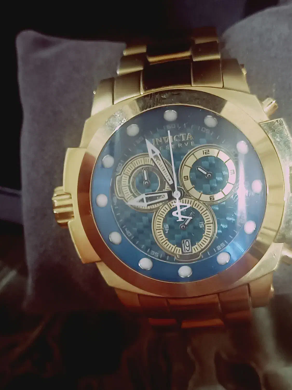 ساعت مردانه طلایی اینویکتا سه موتوره دو صفحه ای|ساعت|ساری, |دیوار